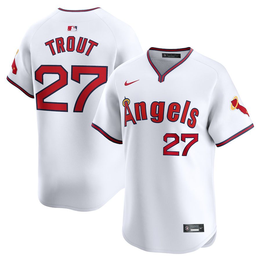 Men Los Angeles Angels 27 Mike Trout Nike White Alternate Limited Player MLB Jersey